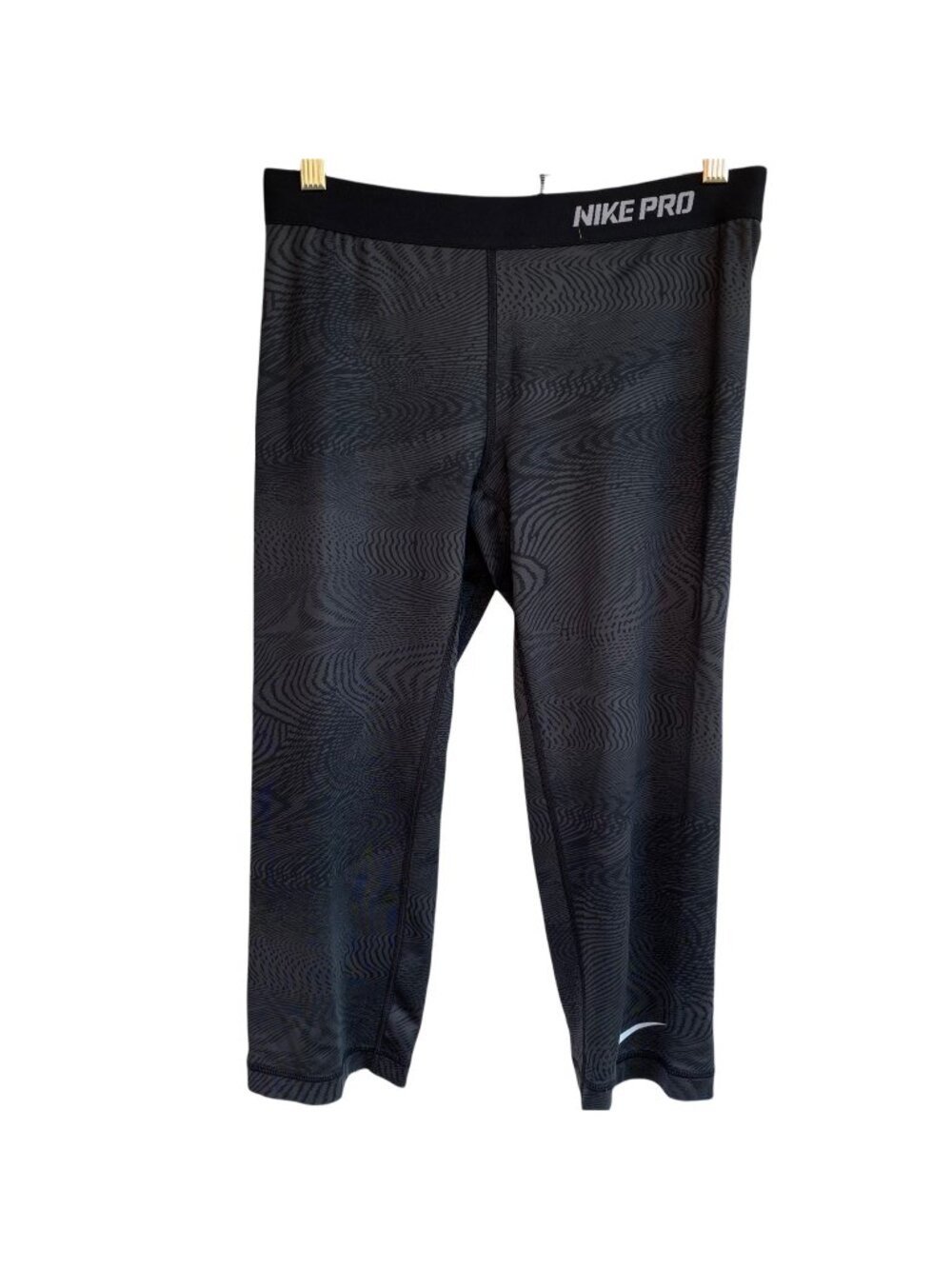 Nike Pro Dri Fit Capri Fitted Leggings Womens Size Medium Pants Black Printed At